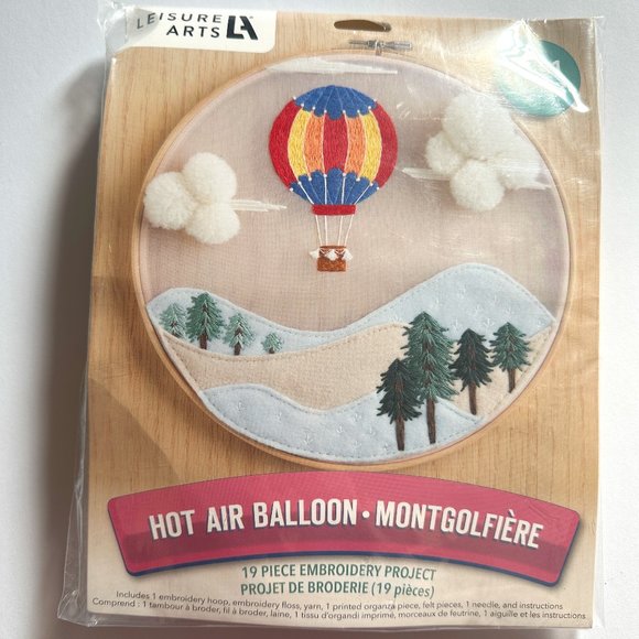 Embroidery Kit LEISURE ARTS  8" Hot Air Balloon- Embroidery kit for Beginners - Picture 1 of 5